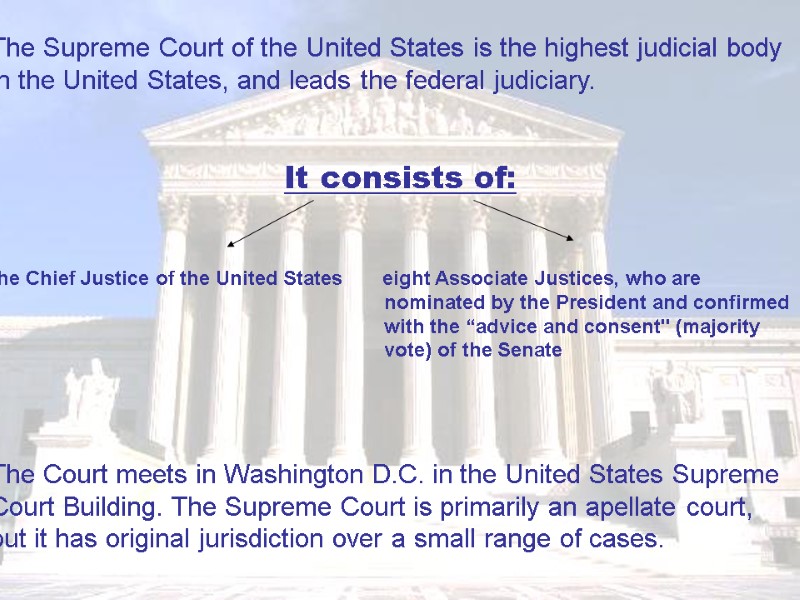 The Supreme Court of the United States is the highest judicial body  in